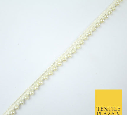 5 COLOURS - Mix Variety Mini Pearl Beaded Slim Ribbon Trim Border Lace 1cm Wide