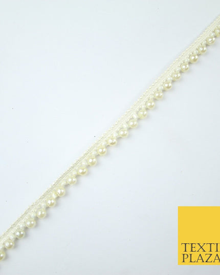 5 COLOURS - Mix Variety Mini Pearl Beaded Slim Ribbon Trim Border Lace 1cm Wide