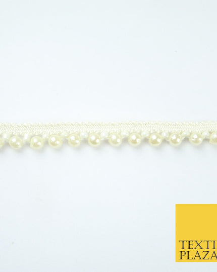 5 COLOURS - Mix Variety Mini Pearl Beaded Slim Ribbon Trim Border Lace 1cm Wide
