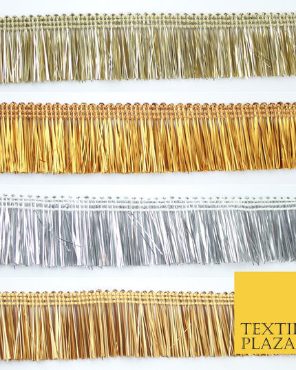 4 COLOURS - Soft Metal Effect Fringe Tassel Ribbon Trim Border Lace - 3cm Wide