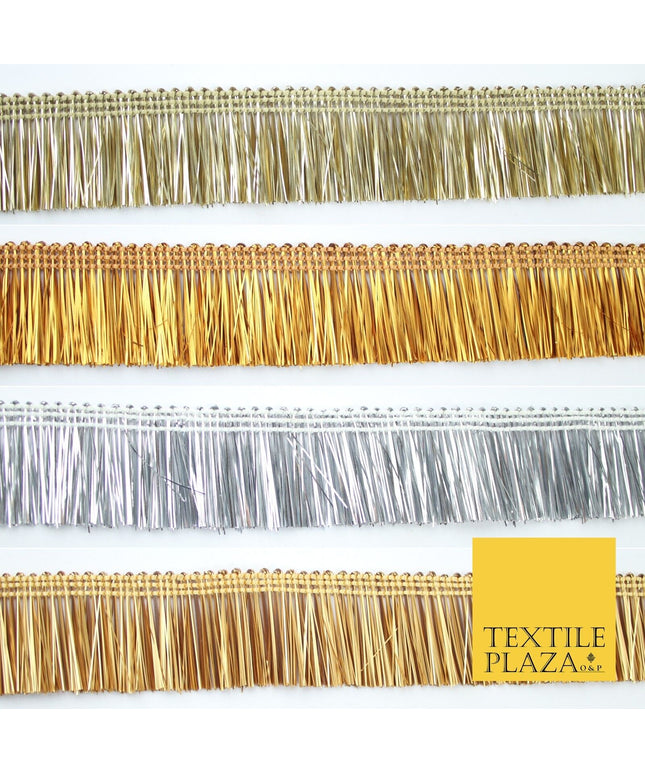 4 COLOURS - Soft Metal Effect Fringe Tassel Ribbon Trim Border Lace - 3cm Wide