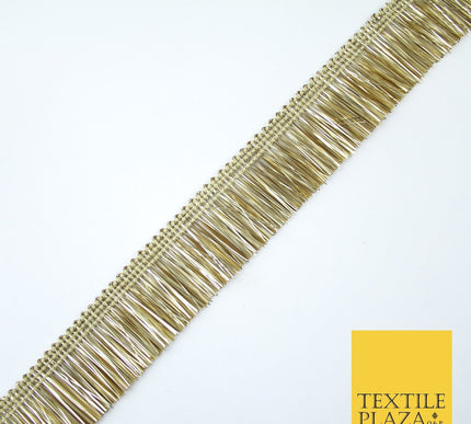 4 COLOURS - Soft Metal Effect Fringe Tassel Ribbon Trim Border Lace - 3cm Wide