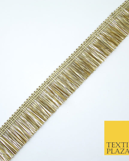4 COLOURS - Soft Metal Effect Fringe Tassel Ribbon Trim Border Lace - 3cm Wide
