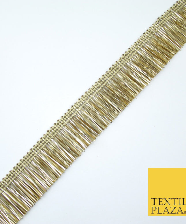 4 COLOURS - Soft Metal Effect Fringe Tassel Ribbon Trim Border Lace - 3cm Wide
