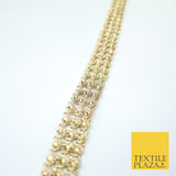 GOLD 3 Row Swag Triple Intense Diamonte Stones Trim Border Lace - 2cm Wide X648