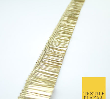4 COLOURS - Soft Metal Effect Fringe Tassel Ribbon Trim Border Lace - 3cm Wide