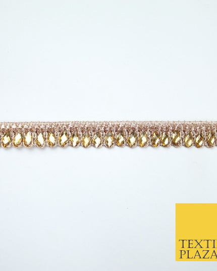 Antique Gold Glitter Zig Zag Infinite Diamonte Stone Trim Border 1.5cm Wide X626
