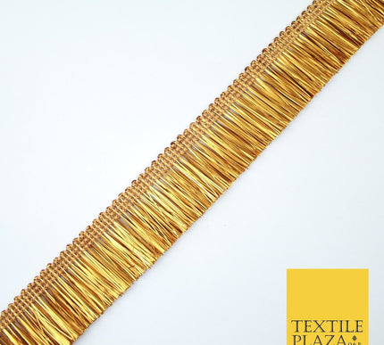 4 COLOURS - Soft Metal Effect Fringe Tassel Ribbon Trim Border Lace - 3cm Wide