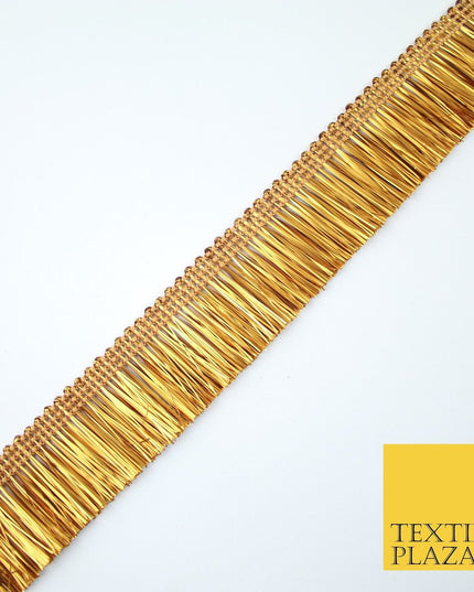 4 COLOURS - Soft Metal Effect Fringe Tassel Ribbon Trim Border Lace - 3cm Wide