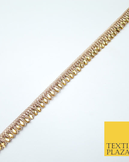 Antique Gold Glitter Zig Zag Infinite Diamonte Stone Trim Border 1.5cm Wide X626
