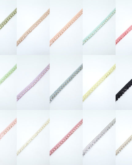 15 COLOURS - Premium Slim Sequin Pearl Beaded Ribbon Trim Border Lace - 1cm Wide
