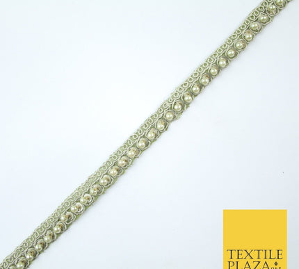 15 COLOURS - Premium Slim Sequin Pearl Beaded Ribbon Trim Border Lace - 1cm Wide