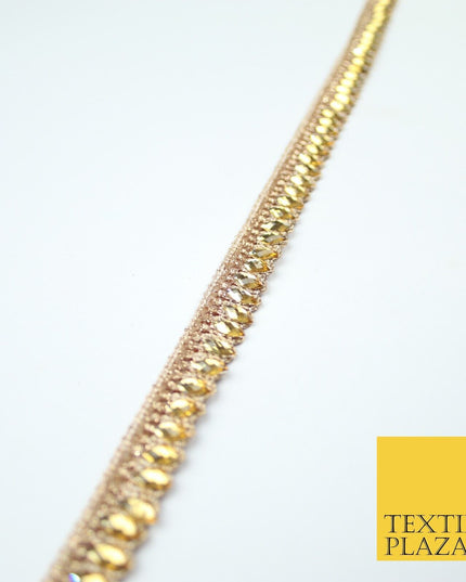 Antique Gold Glitter Zig Zag Infinite Diamonte Stone Trim Border 1.5cm Wide X626