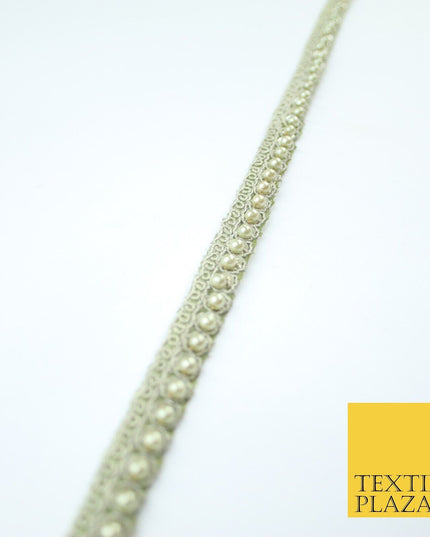 15 COLOURS - Premium Slim Sequin Pearl Beaded Ribbon Trim Border Lace - 1cm Wide