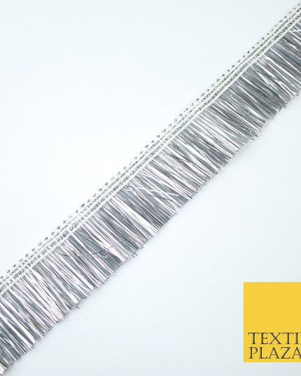 4 COLOURS - Soft Metal Effect Fringe Tassel Ribbon Trim Border Lace - 3cm Wide