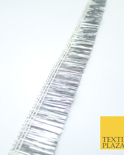 4 COLOURS - Soft Metal Effect Fringe Tassel Ribbon Trim Border Lace - 3cm Wide