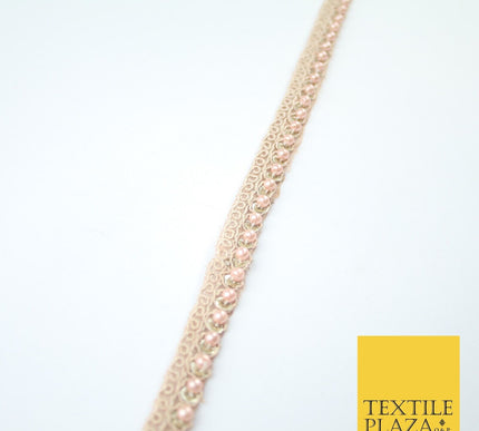 15 COLOURS - Premium Slim Sequin Pearl Beaded Ribbon Trim Border Lace - 1cm Wide