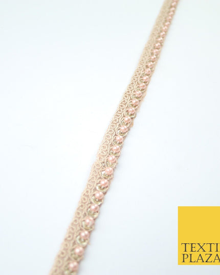 15 COLOURS - Premium Slim Sequin Pearl Beaded Ribbon Trim Border Lace - 1cm Wide