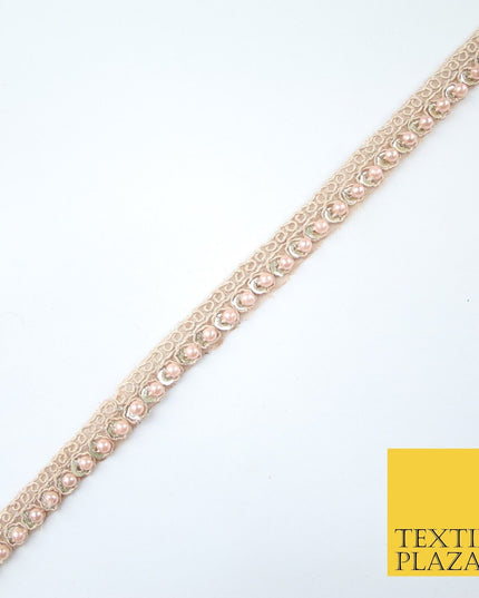 15 COLOURS - Premium Slim Sequin Pearl Beaded Ribbon Trim Border Lace - 1cm Wide