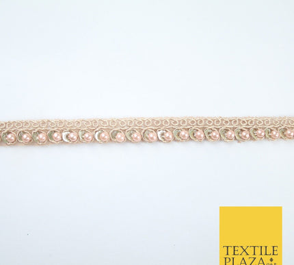 15 COLOURS - Premium Slim Sequin Pearl Beaded Ribbon Trim Border Lace - 1cm Wide