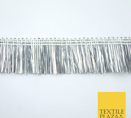 4 COLOURS - Soft Metal Effect Fringe Tassel Ribbon Trim Border Lace - 3cm Wide
