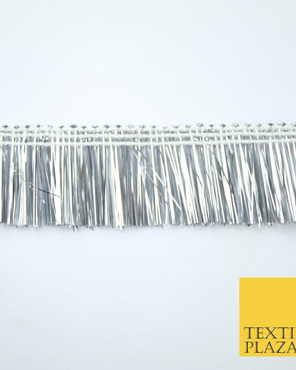 4 COLOURS - Soft Metal Effect Fringe Tassel Ribbon Trim Border Lace - 3cm Wide
