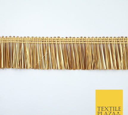 4 COLOURS - Soft Metal Effect Fringe Tassel Ribbon Trim Border Lace - 3cm Wide