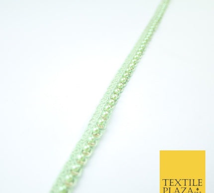 15 COLOURS - Premium Slim Sequin Pearl Beaded Ribbon Trim Border Lace - 1cm Wide
