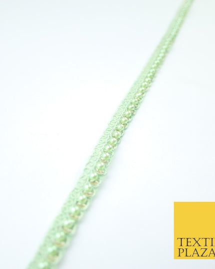 15 COLOURS - Premium Slim Sequin Pearl Beaded Ribbon Trim Border Lace - 1cm Wide