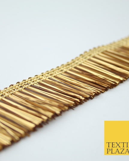 4 COLOURS - Soft Metal Effect Fringe Tassel Ribbon Trim Border Lace - 3cm Wide