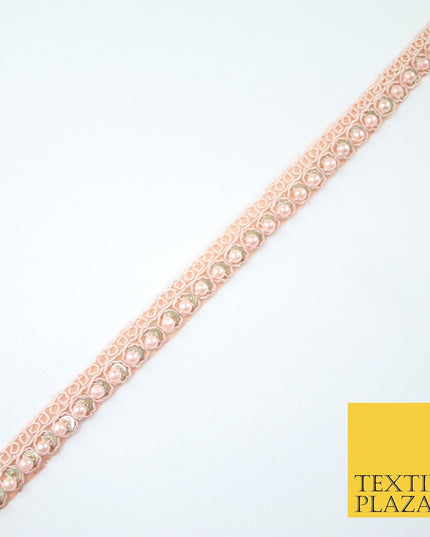 15 COLOURS - Premium Slim Sequin Pearl Beaded Ribbon Trim Border Lace - 1cm Wide