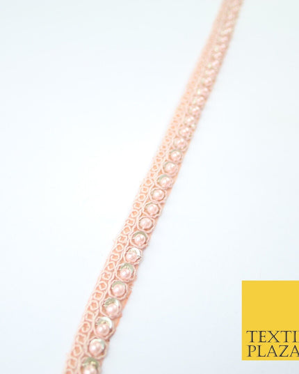 15 COLOURS - Premium Slim Sequin Pearl Beaded Ribbon Trim Border Lace - 1cm Wide