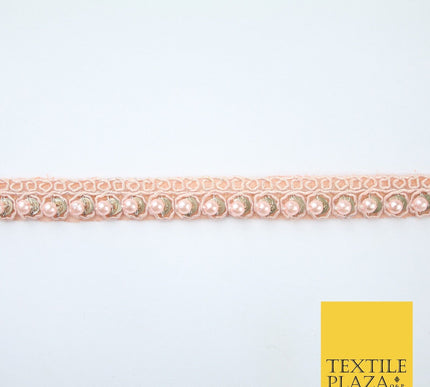 15 COLOURS - Premium Slim Sequin Pearl Beaded Ribbon Trim Border Lace - 1cm Wide