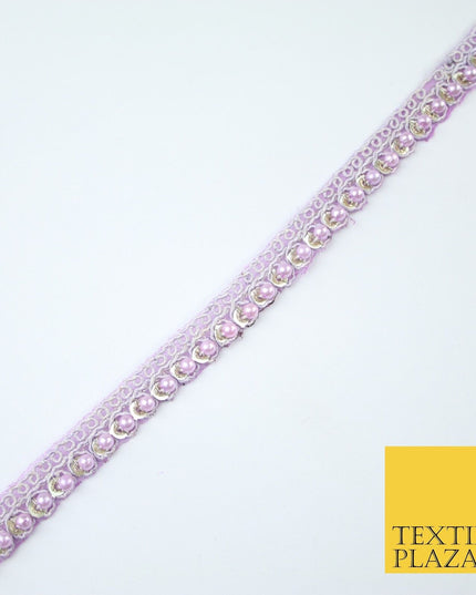 15 COLOURS - Premium Slim Sequin Pearl Beaded Ribbon Trim Border Lace - 1cm Wide