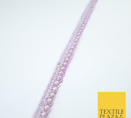 15 COLOURS - Premium Slim Sequin Pearl Beaded Ribbon Trim Border Lace - 1cm Wide