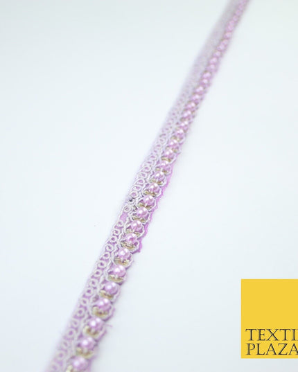 15 COLOURS - Premium Slim Sequin Pearl Beaded Ribbon Trim Border Lace - 1cm Wide