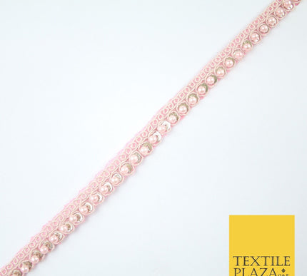 15 COLOURS - Premium Slim Sequin Pearl Beaded Ribbon Trim Border Lace - 1cm Wide