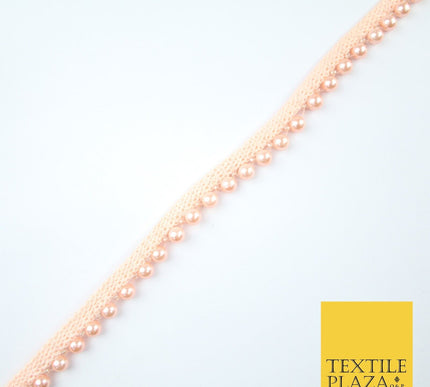Coloured 7mm Pearl Ball Moti Beaded Ribbon Trim Border Indian Lace - 1.5cm Wide