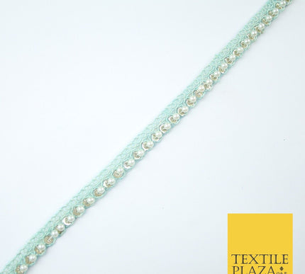 15 COLOURS - Premium Slim Sequin Pearl Beaded Ribbon Trim Border Lace - 1cm Wide