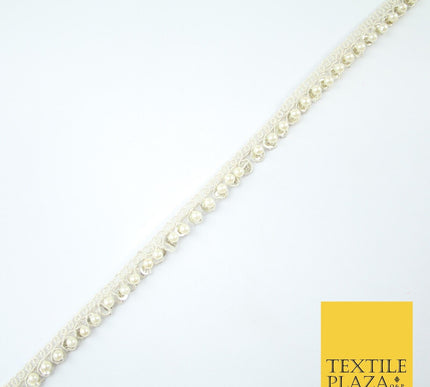 15 COLOURS - Premium Slim Sequin Pearl Beaded Ribbon Trim Border Lace - 1cm Wide