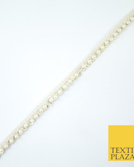 15 COLOURS - Premium Slim Sequin Pearl Beaded Ribbon Trim Border Lace - 1cm Wide