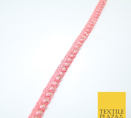 15 COLOURS - Premium Slim Sequin Pearl Beaded Ribbon Trim Border Lace - 1cm Wide