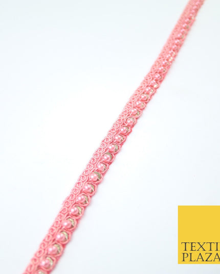 15 COLOURS - Premium Slim Sequin Pearl Beaded Ribbon Trim Border Lace - 1cm Wide