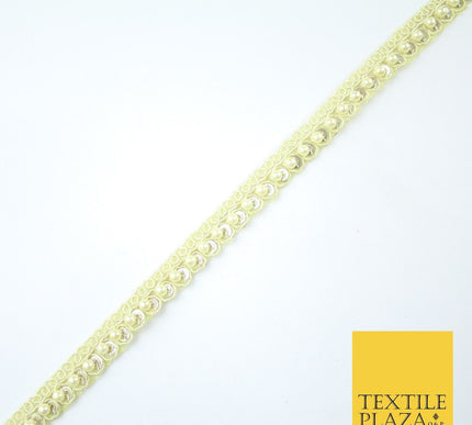 15 COLOURS - Premium Slim Sequin Pearl Beaded Ribbon Trim Border Lace - 1cm Wide