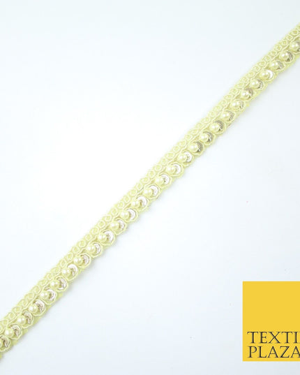 15 COLOURS - Premium Slim Sequin Pearl Beaded Ribbon Trim Border Lace - 1cm Wide