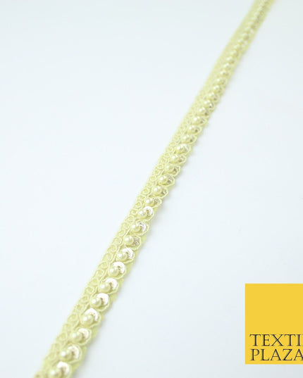 15 COLOURS - Premium Slim Sequin Pearl Beaded Ribbon Trim Border Lace - 1cm Wide