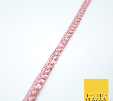 15 COLOURS - Premium Slim Sequin Pearl Beaded Ribbon Trim Border Lace - 1cm Wide