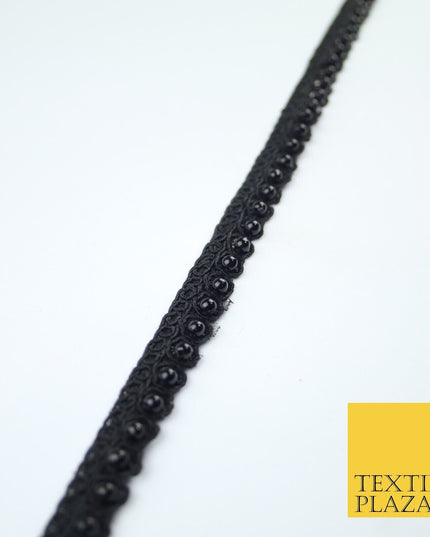 15 COLOURS - Premium Slim Sequin Pearl Beaded Ribbon Trim Border Lace - 1cm Wide