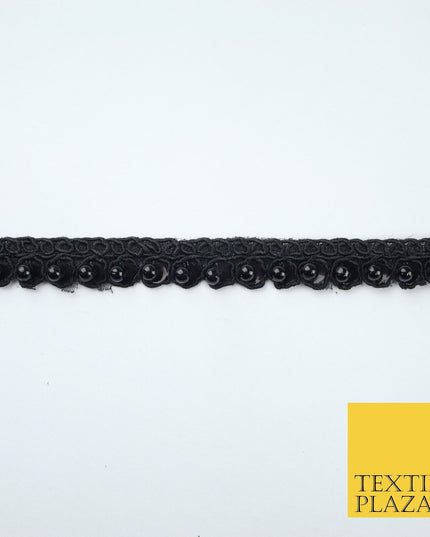 15 COLOURS - Premium Slim Sequin Pearl Beaded Ribbon Trim Border Lace - 1cm Wide
