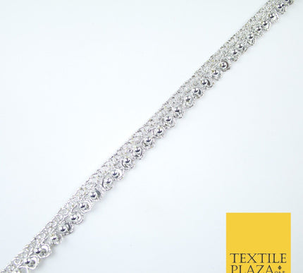 15 COLOURS - Premium Slim Sequin Pearl Beaded Ribbon Trim Border Lace - 1cm Wide